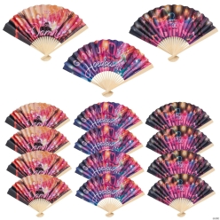 Disco Cowgirl Folding Wood Fans-12Pk